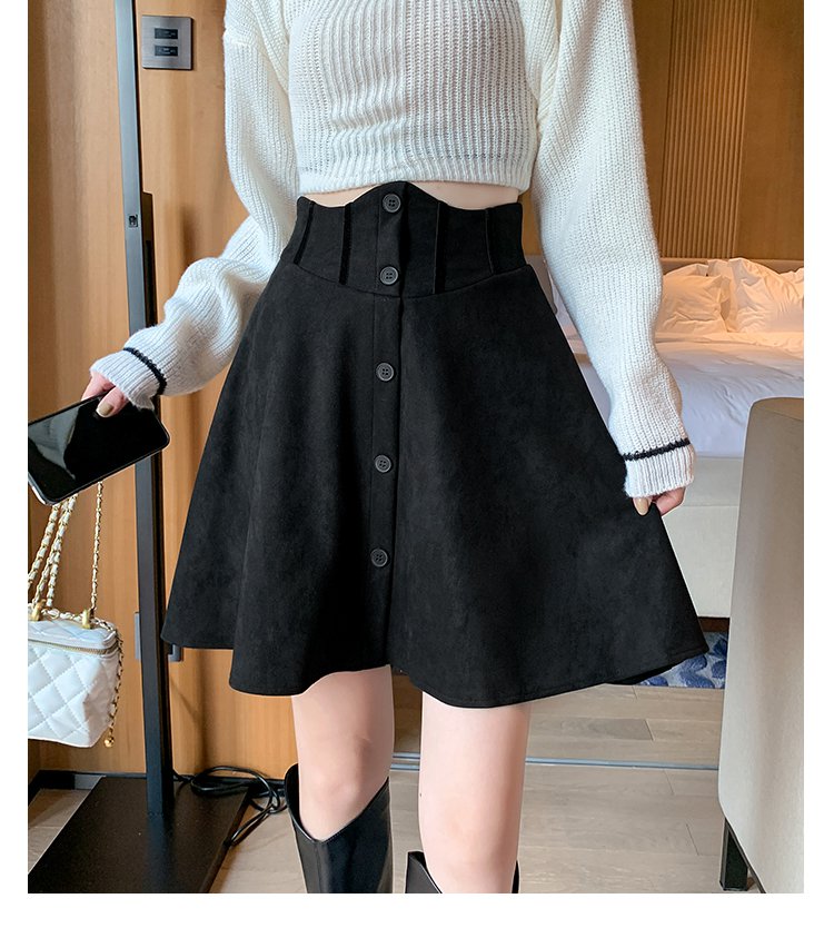 レディース スカート ミニスカート ミニ Aライン ウエストマーク ハイウエスト かわいい きれいめ おしゃれ キュート 無地 秋 冬 デート お出かけ 女子会 休日 ショッピング 脚長 着回し 黒 ブラウンのサムネイル