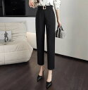 パンツ ボトムス レディース ストレートパンツ 9分丈 アンクル丈 細身 ストレート ハイウエスト 薄手 きれいめ シンプル 上品 おしゃれ マニッシュ クール 主役級 存在感 都会的 ベーシック 無地 秋 成人式 入学式 入園式 卒業式 卒園式 ロングシーズン シーズンレス