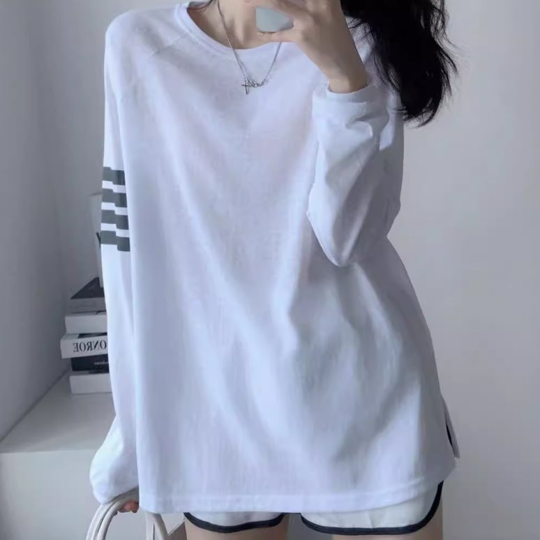 长袖 - トップス ロンT カットソー プルオーバー レディース Tシャツ ロング 長袖 萌袖 ラウンドネック 襟なし ノーカラー ワイド 伸縮性 かわいい 大人可愛い シンプル カジュアル おしゃれ かっこいい レトロ アジアン こなれ感 ラフ メンズライク マニッシュ ボーイッシュ
