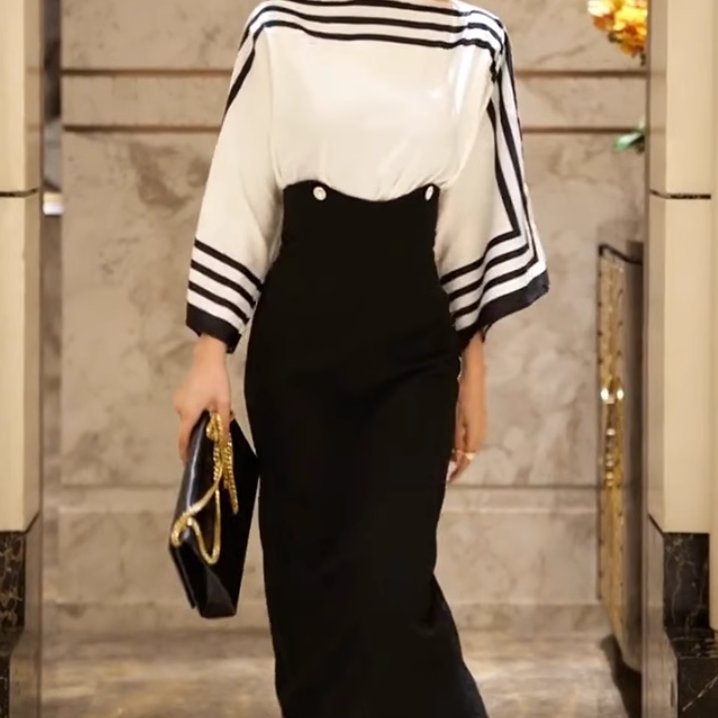 フェイクツーピース スカート ワンピース プルオーバー ドレス レディース タイトスカート ロングスカート ミモレ 7分袖 襟なし タイト スリム 細身 ストレート ハイウエスト ボタン 薄手 かわいい 大人可愛い きれいめ シンプル カジュアル 上品 おしゃれ かっこいい レトロ