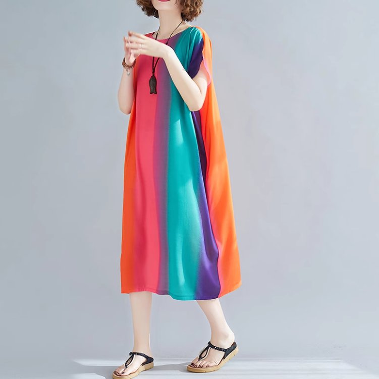 スカート ワンピース プルオーバー ドレス レディース ロングスカート ミモレ 半袖 ラウンドネック 襟..