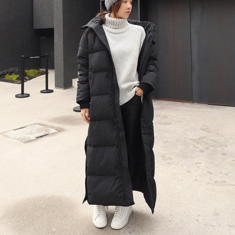 Down Coat - ジャケット パーカー コート ダウン アウター レディース 前開き ロングコート ダウンコート ロング 丈長 長袖 フード ワイド オーバーサイズ もこもこ ふわふわ ふっくら ポケット 厚手 かわいい 大人可愛い きれいめ シンプル カジュアル おしゃれ かっこいい レトロ