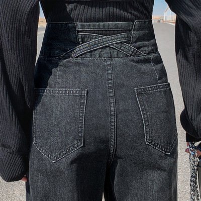 ボトムス パンツ デニムパンツ ジーンズ ポケット ロング丈 ハイウエスト バックシャン かわいい 大人可愛い きれいめ シンプル カジュアル 上品 おしゃれ かっこいい 大人女子 こなれ感 個性的 ラフ ルーズ 主役級 存在感 ベーシック メンズライク ボーイッシュ クール 無地