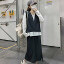 スカート トップス ロンT プルオーバー パーカー ベスト セットアップ レディース ロングスカート ミモレ フード ストレート スリット サイドスリット 伸縮性 かわいい 大人可愛い きれいめ シンプル カジュアル おしゃれ かっこいい レトロ こなれ感 ラフ ルーズ 個性的