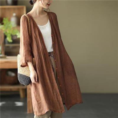 3-Quarter Sleeves - トップス シャツ ミディアム丈 7分袖 Vネック 前開き ボタン ポケット 薄手 かわいい 大人可愛い きれいめ シンプル 上品 おしゃれ かっこいい ラフ こなれ感 個性的 主役級 存在感 抜け感 オールシーズン クール メンズライク ボーイッシュ ナチュラル ベーシック 無地