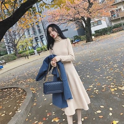 Rakuten - ワンピース ミディアム丈ワンピース 長袖 タートルネック ミディアム丈 フレア かわいい 大人可愛い きれいめ シンプル カジュアル 上品 おしゃれ かっこいい 大人女子 こなれ感 個性的 レトロ 主役級 存在感 キュート ナチュラル ベーシック クール セクシー 無地 春 秋 冬