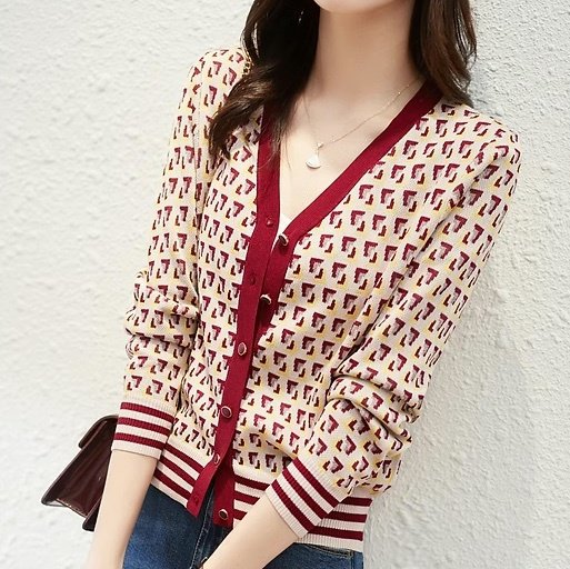 トップス ニット カーディガン レディース 7分袖 Vネック フェミニン ストリート 前開き ヴィンテージ 配色 ドッキング ウール かわいい 大人可愛い 上品 おしゃれ かっこいい レトロ こなれ感 ガーリー 個性的 ラブリー キュート クラシカル アメリカン プレッピー