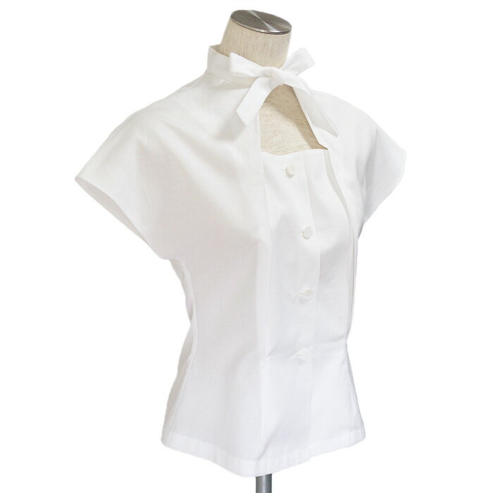 中原淳一デザイン 復刻ブラウス・フロント開きリボン(白)のサムネイル