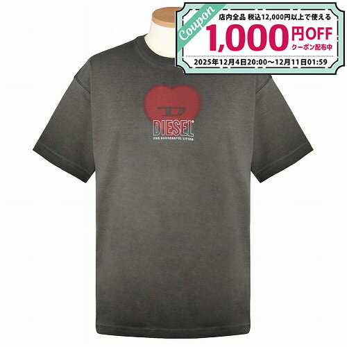 ディーゼル Tシャツ 半袖 メンズ A13395 0AMDA 9XX DIESEL tシャツ ブランド おしゃれ かっこいい グレー ハート