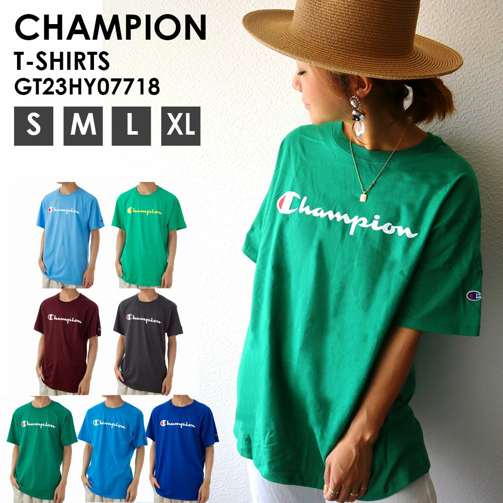 チャンピオン Tシャツ ブランド  クラシック グラフィック CLASSIC GRAPHIC TEE 半袖 クルーネック ロゴ カジュアル GT23HY07718 メンズ ブルー グリーン グレー CHAMPION