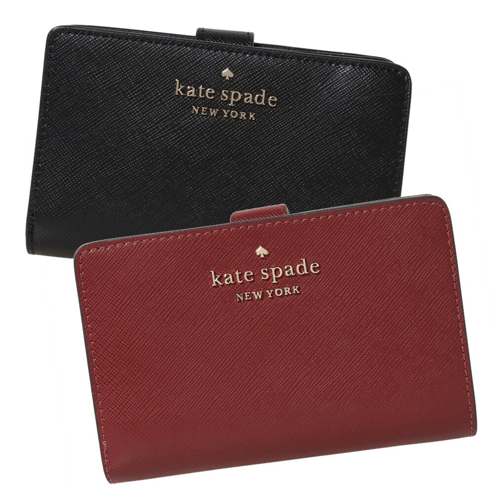 ケイトスペードアウトレット 二つ折り財布 WLR00128 KATE SPADE OUTLET 牛革 メンズ レディース 財布 さいふ 折りたたみ コンパクト財布 小銭入れ カード カード入れ シンプル おしゃれ ブランド ギフト プレゼント 赤 黒 ブラック 【 あす楽 】【 送料無料 】