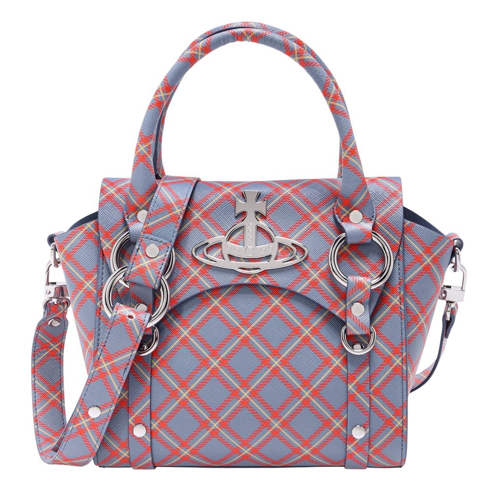 Vivian Westwood - ヴィヴィアンウエストウッド ハンドバッグ 47030004W S0022 K302 マルチ Vivienne Westwood バッグ ショルダーバッグ チェック かわいい ブルー オレンジ プレゼント ギフト ブランド