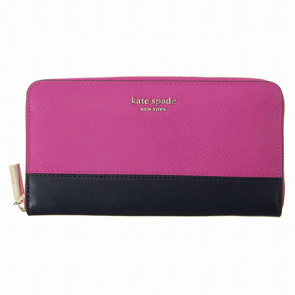 ケイトスペード 長財布 ラウンドファスナー SPENCER ZIP AROUND CONTINENTAL WALLET スペンサー PWRU7848 692 レディース SHOCKING MAGENTA MULTI ショッキングピンク×ネイビー kate spade new york 恋人 ご褒美