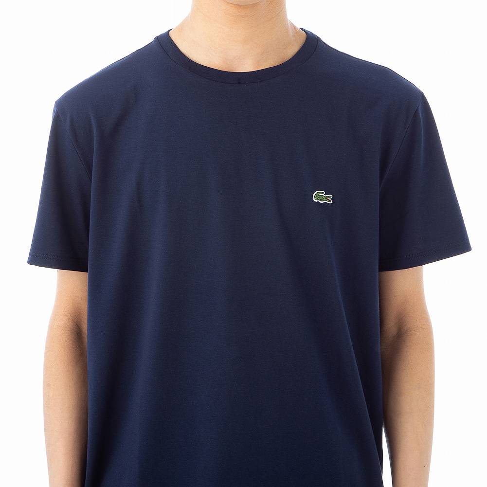 ラコステ Tシャツ ブランド TH6709 166 クルーネック ワニ ワンポイント 半袖 メンズ ネイビー LACOSTE