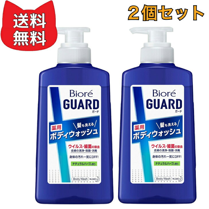 ビオレガード (GUARD) 髪も洗える 薬用 ボディウォッシュ ナチュラルハーブの香り ポンプ 420ml 【2個セット】 [医薬部外品] 身体の汚れ一気にOFFする薬用ボディウォッシュ soleilms-10000981 Life shop Soleil. パッケージ画像