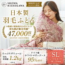 羽毛掛けふとん ドイツ産マザーグース95％ 1.2kg/EC916（シングルロング）150×210cm ピンク/ブルー 2