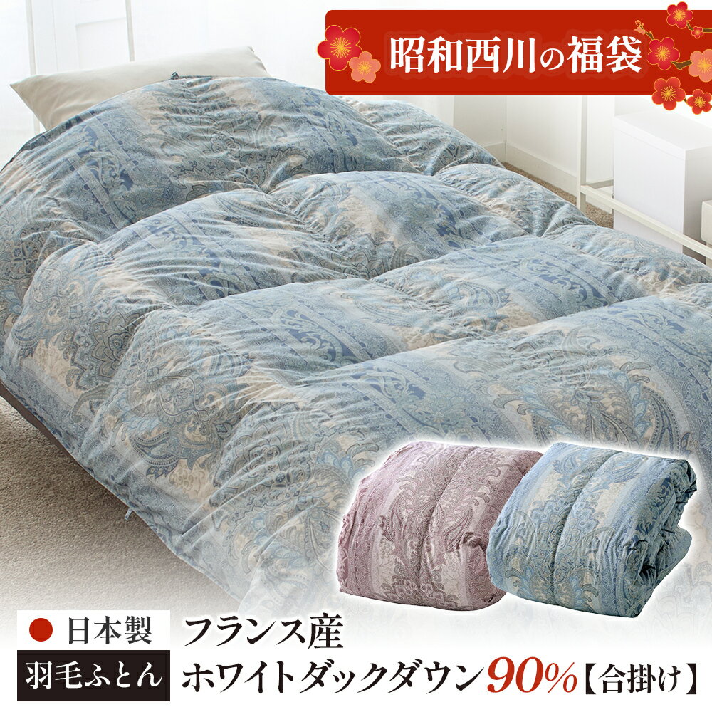 [昭和西川の福袋]羽毛合掛けふとん 日本製 フランス産ホワイトダックダウン90％ シングルロング 羽毛布団 西川 シングル 冬用 初売り 福袋2026 FBPEC9020 SLのサムネイル