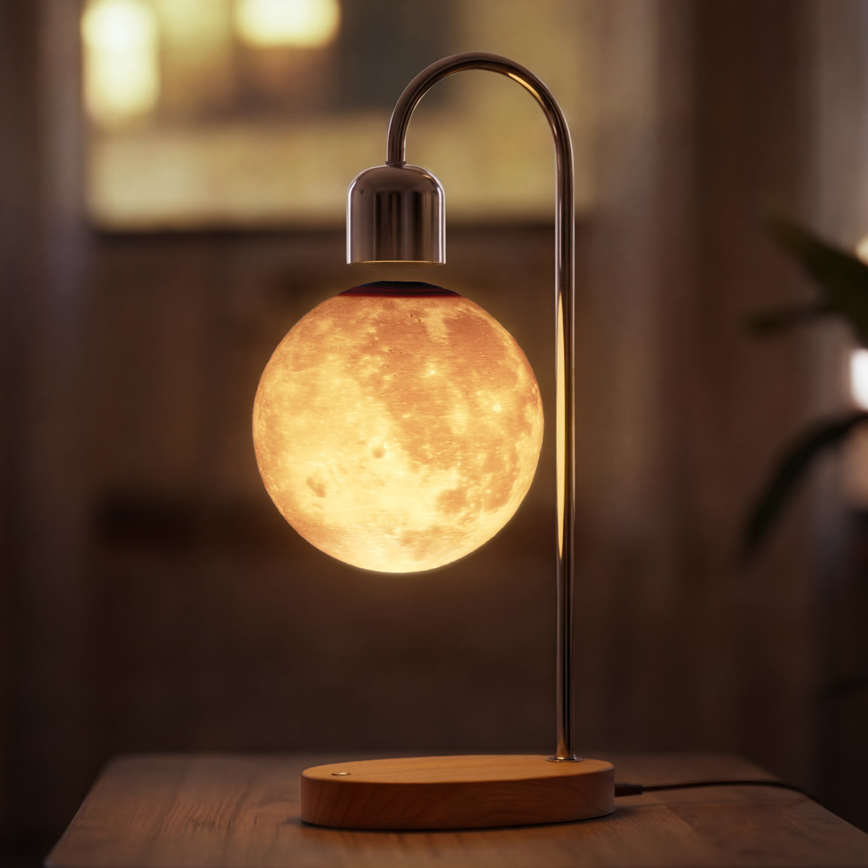 磁気浮上 月ライト 3色切替 ライト ランプ 照明 間接照明 テーブルランプ ベッドサイド ナイトライト ..