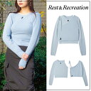 【Rest&Recreation】RR UNBALANCE LAYERED KNIT TOP レスト アンド レクリエーション ニット レディーストップス レディースニット レイヤードニット インナー レイヤード ノースリーブ ストリート ロゴ 韓国ファッション ブルー 水色 スカイブルー パステル