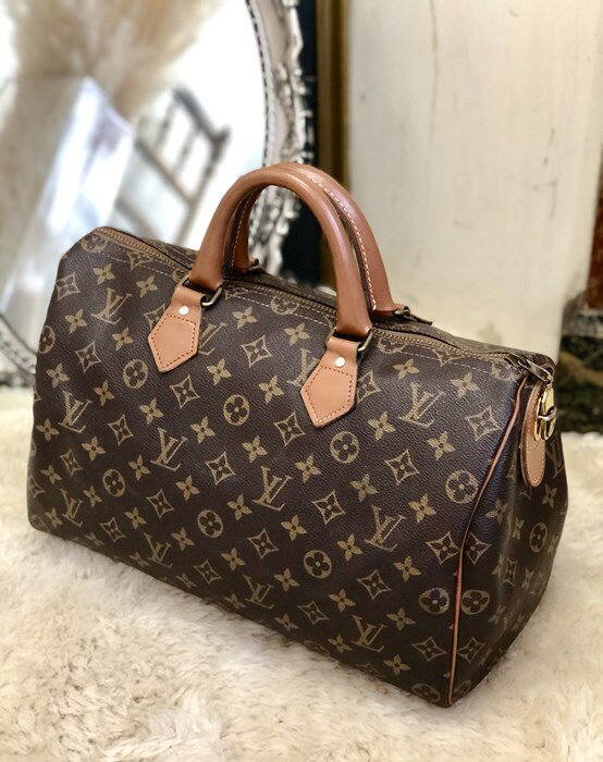 【18日のみ！！数量限定全商品対象1500円OFFクーポン配布中】 LOUIS VUITTON ルイ ヴィトン モノグラム PVC レザー 北米限定 紐タグ スピーディ 35 ボストンバッグ ハンドバッグ ブラウン オールド ヴィンテージ vintage【中古】