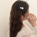 \2点10%OFF、3点20%OFF COUPON/ヘアピン 全2色 リボン サテン パール アシンメトリー ヘアアクセサリー デイリー オフィス 黒 結婚式 ...