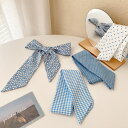\2点10%OFF、3点20%OFF COUPON/スカーフ 全4柄 花柄 ドット柄 チェック柄 柄細スカーフ 細め ヘアアクセサリー リバーシブル アレンジ ...