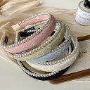 \2点10%OFF、3点20%OFF COUPON/パール付き カチューシャ 全5色 ダブルストラップ 刺繍 幅細 パール お呼ばれ 痛くない 黒 ヘアアクセサ...