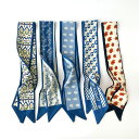 細スカーフ 全18柄 細長い リボン ヘアアクセサリー バッグハンドル用 選べる 花柄 柄細スカーフ バッグスカーフ ネクタイ小さめ バッグに結ぶ 巻き リバー...