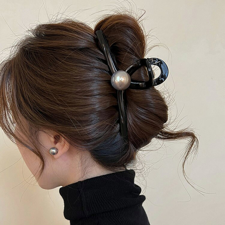 ヘアクリップ 全4型 バンスクリップ パール付き ヘアアクセサリー 大きい 大きめ 黒 成人式 謝恩会 髪留め 普段使い ヘッドアクセサリー 髪飾り 上品 エレガント パーティー お呼ばれ ヘッドドレス レディース プレゼント ギフト 2
