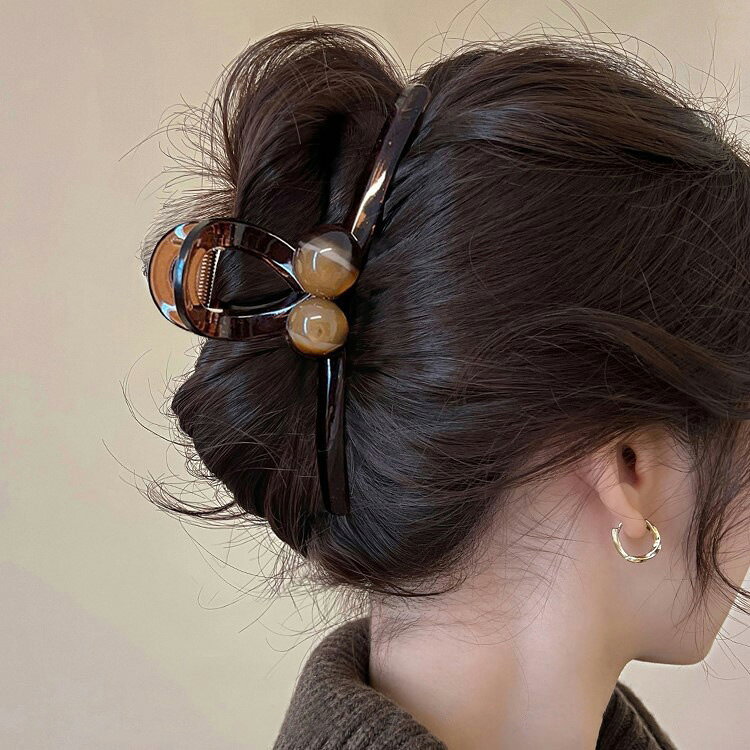 ヘアクリップ シンプル ヘアアクセサリー 茶 大きい 大きめ 結婚式 成人式 謝恩会 髪留め 普段使い ヘッドアクセサリー 髪飾り 上品 エレガント パーティー お呼ばれ ヘッドドレス レディース プレゼント ギフト