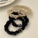 \2点10%OFF、3点20%OFF COUPON/ヘアゴム 全2色 普段使い 無地 黒 ビーズ シア— 小さめ ヘアアクセサリー 髪留め パーティ...