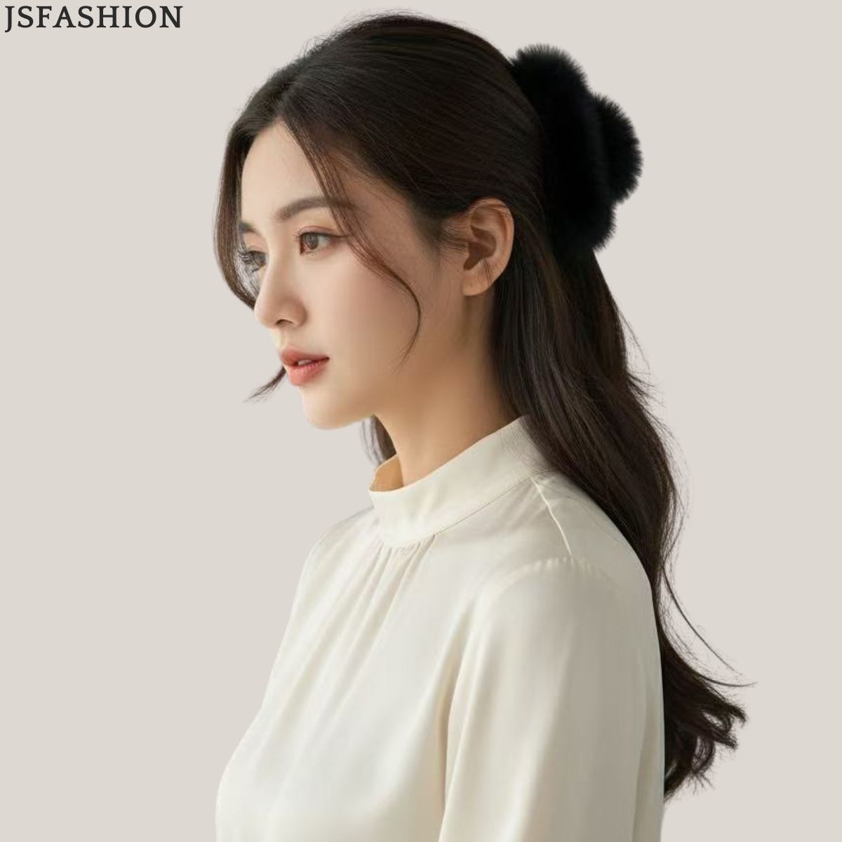 ファー ヘアクリップ 大きめ バンスクリップ シャーククリップ フェイクファー まとめ髪 ヘアアクセサリー 黒 ブラック 12cm レディース 上品 秋冬 通勤 大人 可愛い