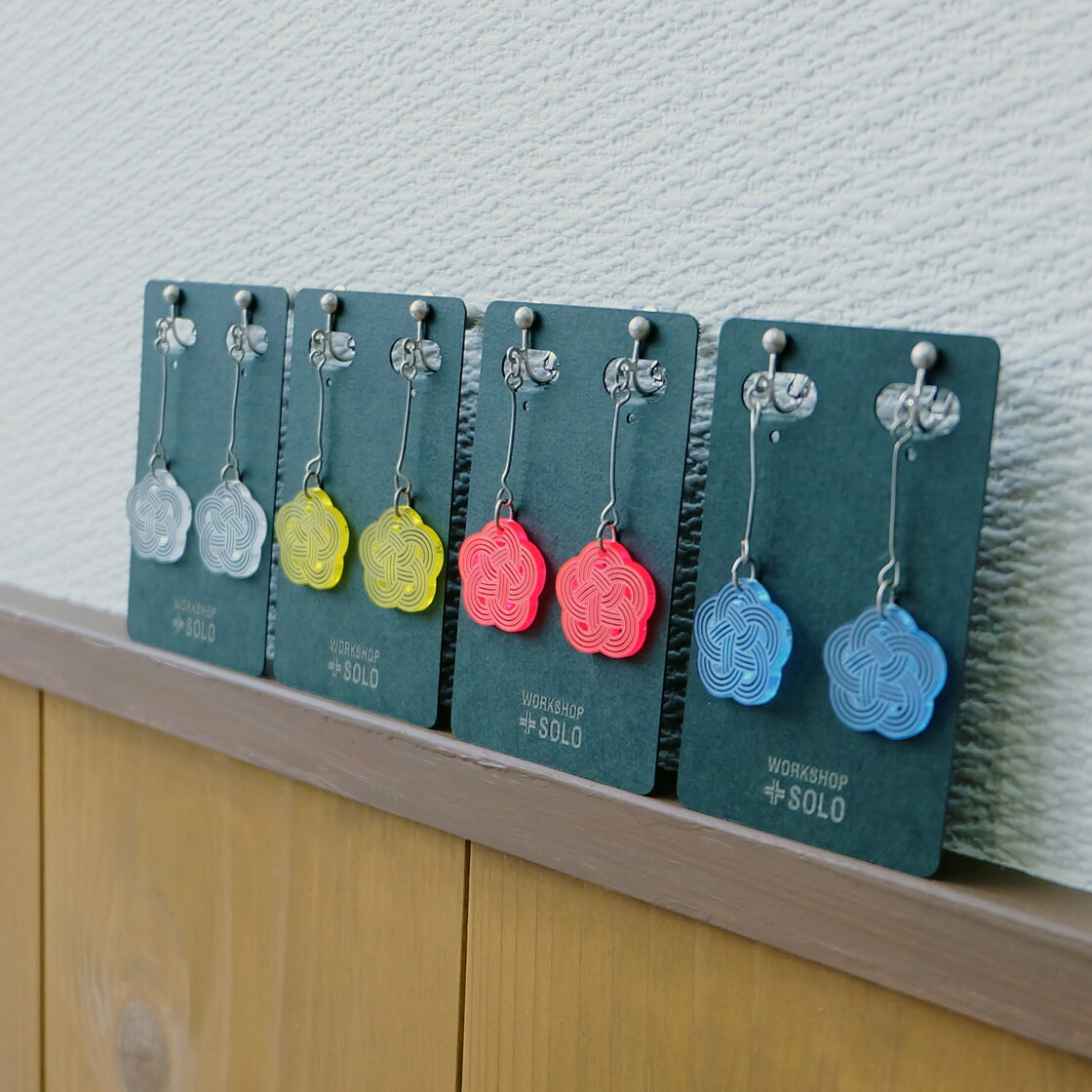 水引風 イヤリング クリアカラー(クリア・イエロー・ピンク・ブルー)