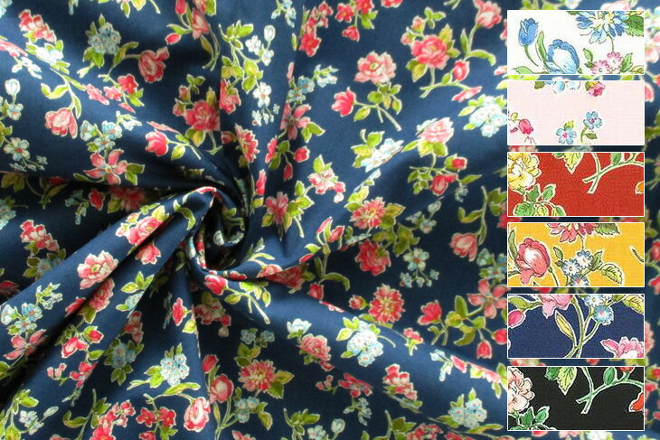 アンティーク花柄プリント（5柄） 布 生地 手作り 最小購入数1m以上〜50cm単位 クリックポスト対応商品(商品番号:17050-5)のサムネイル