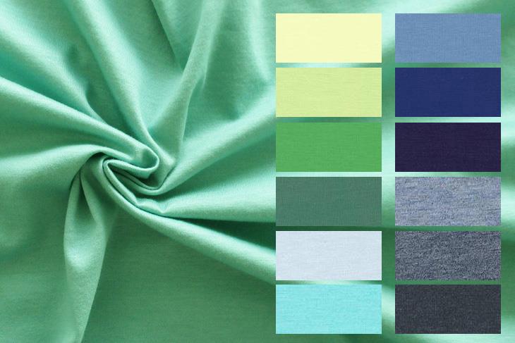 サイロULTIMAテンセル(TM)リヨセル繊維天竺（グリーン・ブルーカラー）12766振替品番 無地 布 生地 手作り カット50cm単位(商品番号:12839-3)