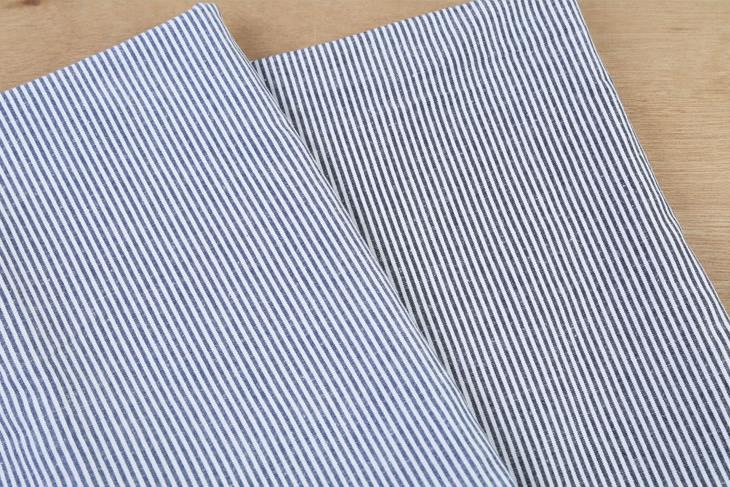Stripe - 先染綿/麻ダンガリー(ストライプ) 布 麻 生地 手作り カット50cm単位(商品番号:14167c)