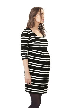 Isabella Oliver フィンチマタニティストライプワンピース -ブラック/ホワイトストライプ