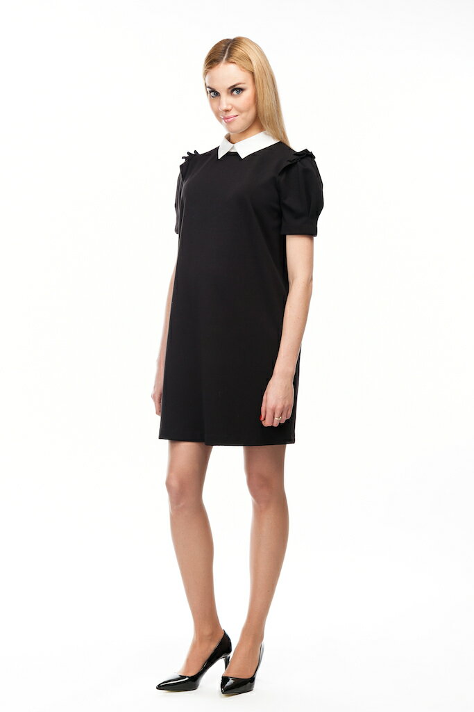 Pietro Brunelli DRESS LUCIA カラーラッフルスリーブワンピース -ブラック