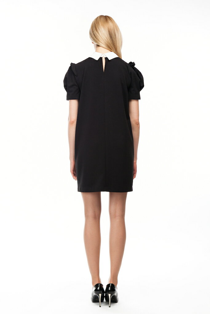 Pietro Brunelli DRESS LUCIA カラーラッフルスリーブワンピース -ブラック