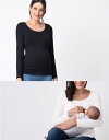 Seraphine LAINA LS<授乳対応>バンブーレーヨンマタニティトップ 2点セット-ブラック&ホワイト