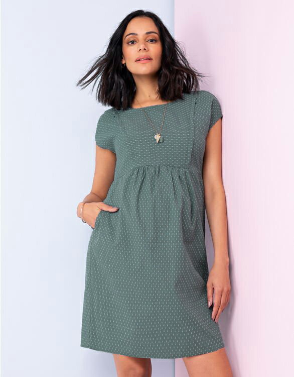 Seraphine LOULIA ＜授乳対応＞ジャガードマタニティワンピース -セージ