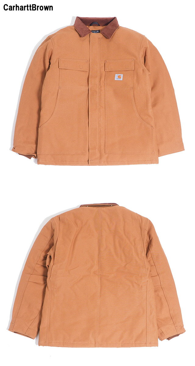 カーハート Carhartt C003 ダック トラディショナルコート ワークジャケット｜メンズ 定番 防寒 アウター 12オンス 内側は保温性の高いキルティングライナー 襟コーデュロイ USAモデル　ブラック ネイビー 茶 黒 LoosE Fit Firm Duck Insulated Traditional Coat