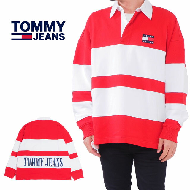 ȥߡ 饬  饰ӡ ݥ  M L XL LL 2L å ۥ磻 USǥ ȥåץ TOMMY JEANS REGULAR FIT SKATER RUGBY POLO