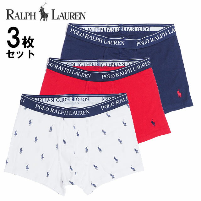 3枚セット ポロ ラルフローレン ボクサーパンツ 丈短め POLO RALPH LAUREN ブランド ロング メンズ アンダーウェア 下着 前開き おしゃれ 綿100 無地 ワンポイント 男性 誕生日 父 実用的 プレゼント CLASSIC FIT TRUNKS USモデル