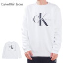 Calvin Klein Jeans カルバンクライン ジーンズ モノグラム スウェット トレーナー クルーネック 丸首 フリース 裏起毛 メンズ レディース ホワイト 白 M L XL 2Lサイズ LS MONOGRAM CREWNECK USAモデル