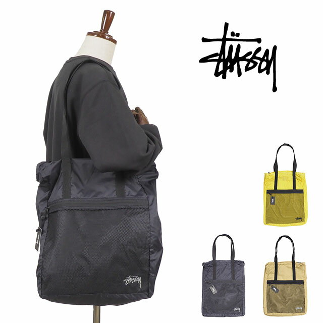 STUSSY ステューシー ライトウェイト トラベルバック トートバック 軽量 旅行 メンズ レディース LIGHT WEIGHT TRAVEL TOTE BAG USAモデル ブラック ゴールド シトラス