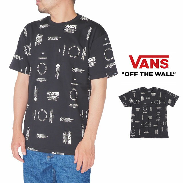 ヴァンズ バンズ VANS 半袖Tシャツ メンズ レディース S M L XL XXL LL 2L 3Lサイズ 大きいサイズ USモデル ホワイト ブラック 白 黒 ロゴ プリント ストリート スケートブランド DISTORTION ALLOVER PRINT SS　アパレル 洋服 大きいサイズ TEE