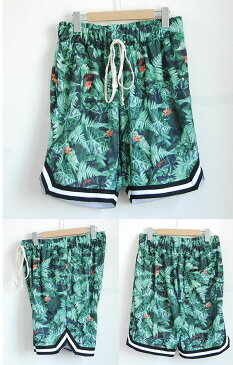 【送料無料】EPTM エピトミ BASKETBALL SHORTS PANTS TROPICAL CAMO GREEN バスケットボール ショーツ バスパン ショートパンツ ハーフパンツ 総柄 ボトムス ジャージ メンズ 男性 レディース 女性 グリーン 緑 トロピカル カモ バスケットショーツ モードストリート