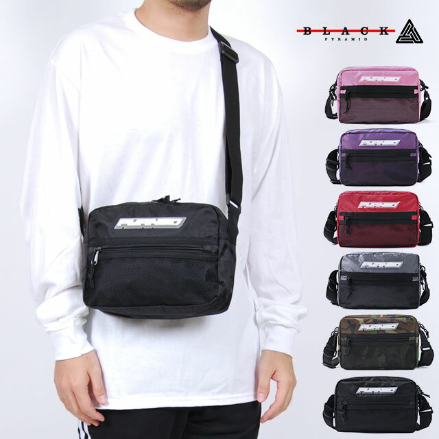 BLACK PYRAMID ブラックピラミッド バッグ TECH SHOULDER BAG ブラック パープル レッド シルバー ピンク カモ 黒 紫 赤 銀 迷彩 ショルダーバッグ ボディーバッグ 斜めがけバッグ 鞄 男性 女性 メンズ レディース BLACKPYRAMID