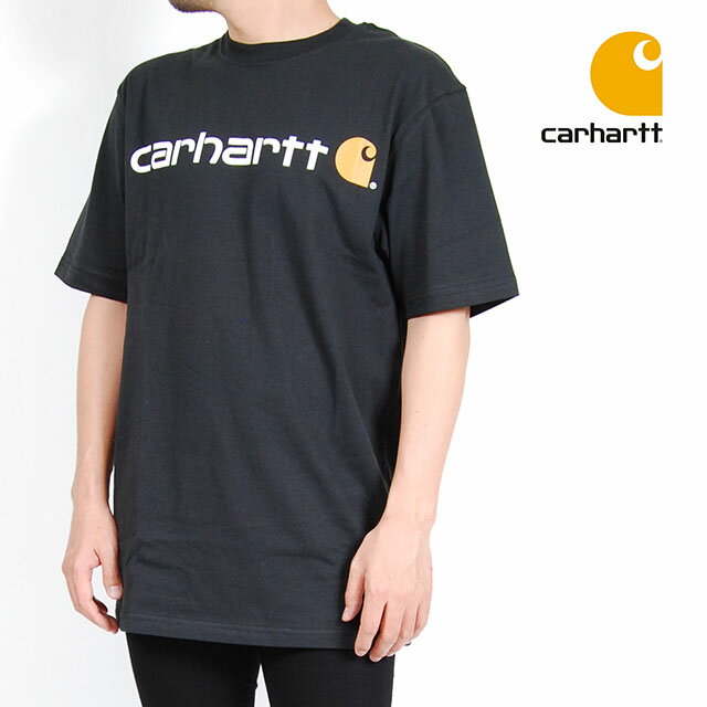 カーハート Tシャツ メンズ USモデル Carhartt カーハート 半袖Tシャツ SIGNATURE LOGO SHORT SLEEVE T-SHIRT SS TEE BLACK ロゴ ブラック 黒 トップス メンズ 男性 レディース 女性 大きいサイズ ワーク ブランド